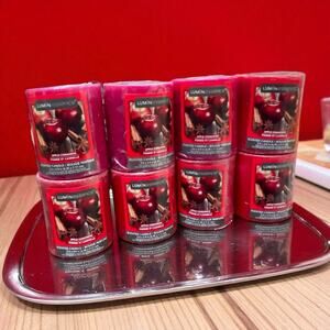 Luminessence Apple Cinnamon Scented Pillar Candle Lot 8 Red Holiday Home Gift